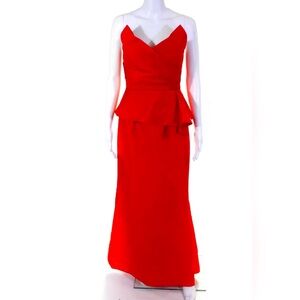 BCBG Max Azria Corset Style Strapless Gown Red Size 4 • RETAIL $649USD